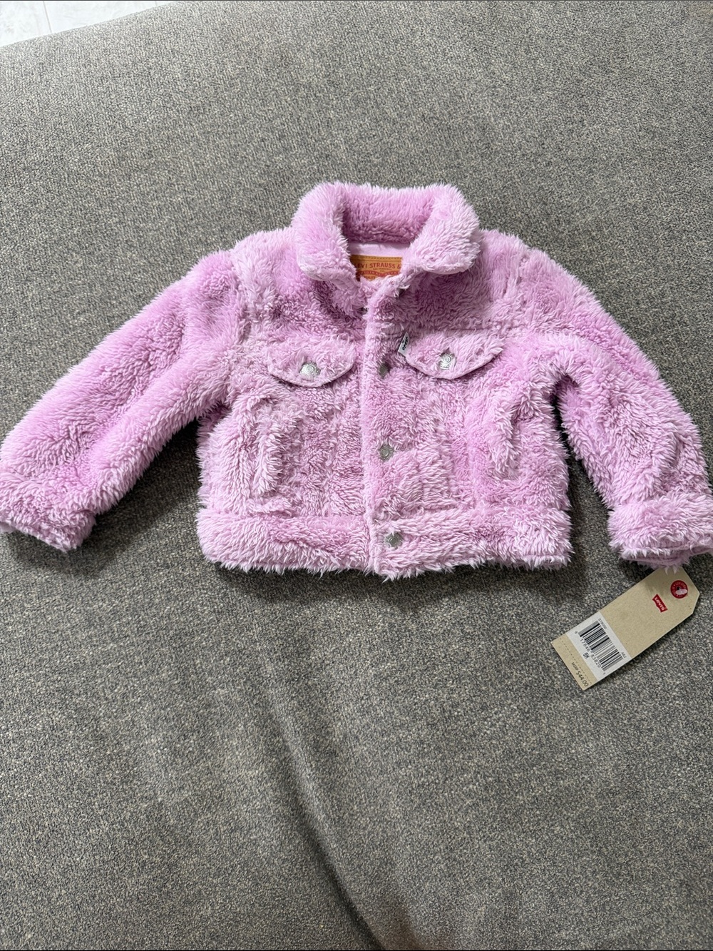 Levi's Kids Plush Faux Fur Jean Jacket - Light Pink